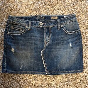 Silver Jeans Ravi Blue Mini Skirt Distressed Casual